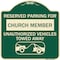 Signmission Reserved Parking for Church Member Unauthorized Vehicles Towed Away Alum, 18" x 18", G-1818-23126 A-DES-G-1818-23126 - alternate 1